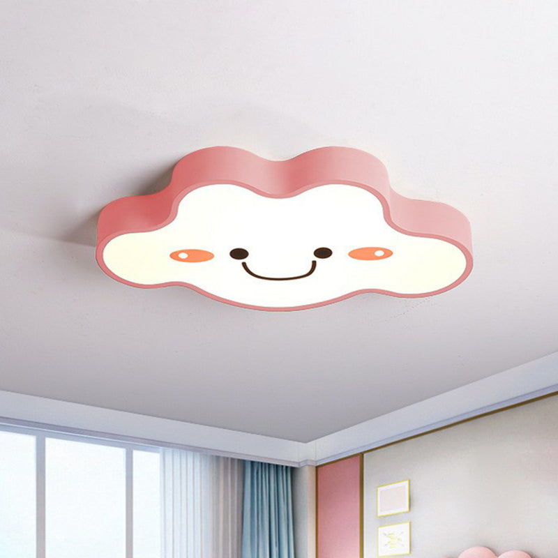 Smiling Cloud Bedroom Flush Ceiling Light Frosted Acrylic Kids LED Flush Mount Lighting Fixture Clearhalo 'Ceiling Lights' 'Close To Ceiling Lights' 'Close to ceiling' 'Flush mount' Lighting' 2186979