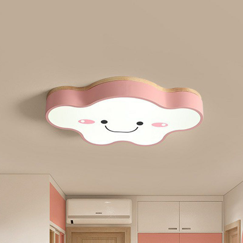 Cartoon Smiling Cloud LED Flush Mount Lighting Acrylic Kids Bedroom Flush Mount Ceiling Light Pink Clearhalo 'Ceiling Lights' 'Close To Ceiling Lights' 'Close to ceiling' 'Flush mount' Lighting' 2186983