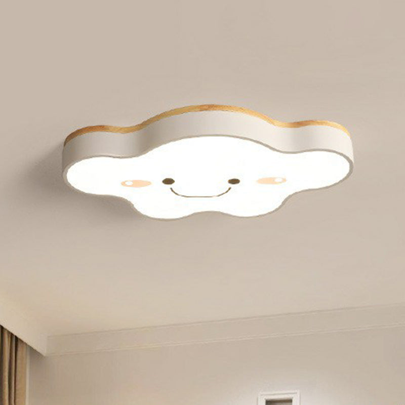 Cartoon Smiling Cloud LED Flush Mount Lighting Acrylic Kids Bedroom Flush Mount Ceiling Light White Clearhalo 'Ceiling Lights' 'Close To Ceiling Lights' 'Close to ceiling' 'Flush mount' Lighting' 2186985