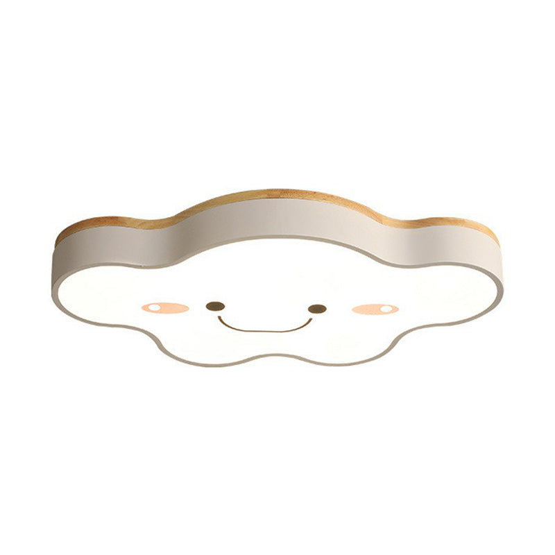 Cartoon Smiling Cloud LED Flush Mount Lighting Acrylic Kids Bedroom Flush Mount Ceiling Light Clearhalo 'Ceiling Lights' 'Close To Ceiling Lights' 'Close to ceiling' 'Flush mount' Lighting' 2186986