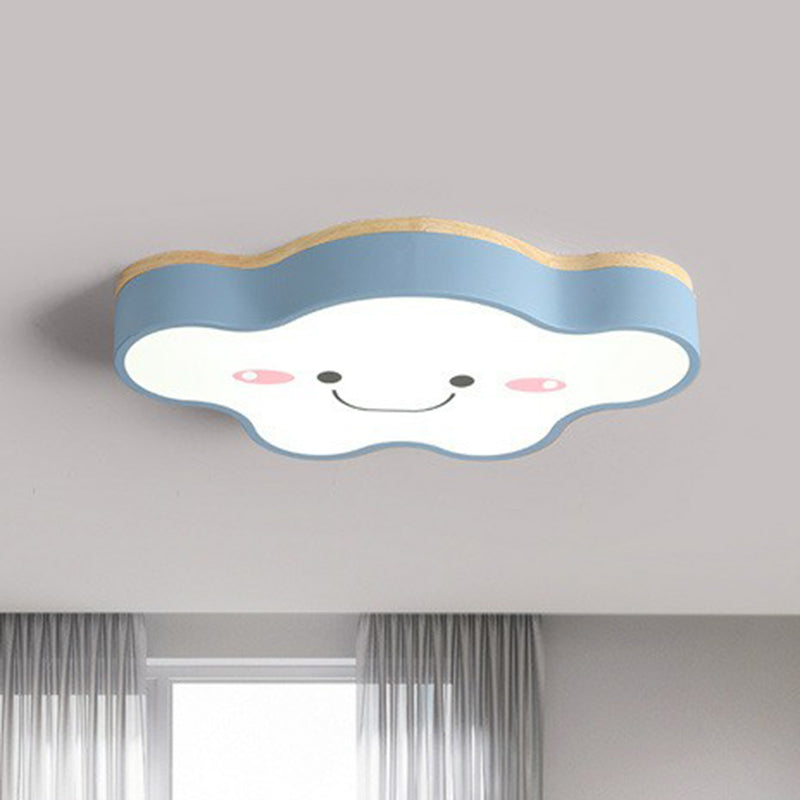 Cartoon Smiling Cloud LED Flush Mount Lighting Acrylic Kids Bedroom Flush Mount Ceiling Light Blue Clearhalo 'Ceiling Lights' 'Close To Ceiling Lights' 'Close to ceiling' 'Flush mount' Lighting' 2186987