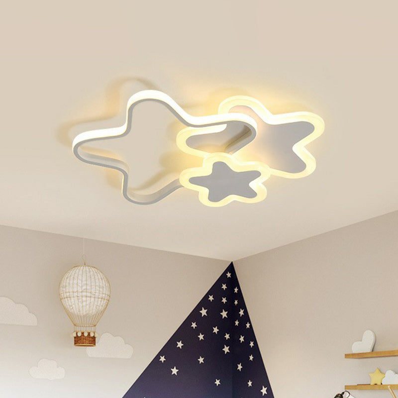 Acrylic Star LED Flush Mount Lighting Nordic Style Kids Bedroom Flush Mount Ceiling Light White Clearhalo 'Ceiling Lights' 'Close To Ceiling Lights' 'Close to ceiling' 'Flush mount' Lighting' 2186992