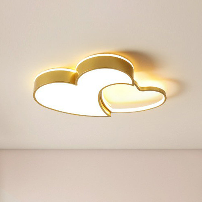 Simplistic Heart Flush Mount Lighting Acrylic Kids Bedroom LED Flush Mount Fixture Gold Clearhalo 'Ceiling Lights' 'Close To Ceiling Lights' 'Close to ceiling' 'Flush mount' Lighting' 2187006