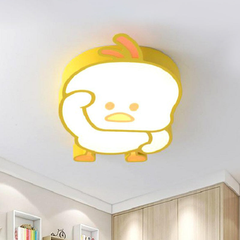 Yellow Duck LED Flush Mount Lighting Cartoon Metallic Flush Mount Ceiling Light for Nursery Yellow Clearhalo 'Ceiling Lights' 'Close To Ceiling Lights' 'Close to ceiling' 'Flush mount' Lighting' 2187022