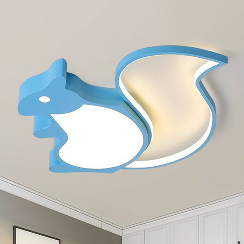 Squirrel Shaped Flush Light Kids Metallic Blue LED Flush Ceiling Light Fixture for Bedroom Blue Clearhalo 'Ceiling Lights' 'Close To Ceiling Lights' 'Close to ceiling' 'Flush mount' Lighting' 2187027