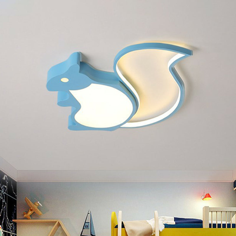 Squirrel Shaped Flush Light Kids Metallic Blue LED Flush Ceiling Light Fixture for Bedroom Clearhalo 'Ceiling Lights' 'Close To Ceiling Lights' 'Close to ceiling' 'Flush mount' Lighting' 2187028