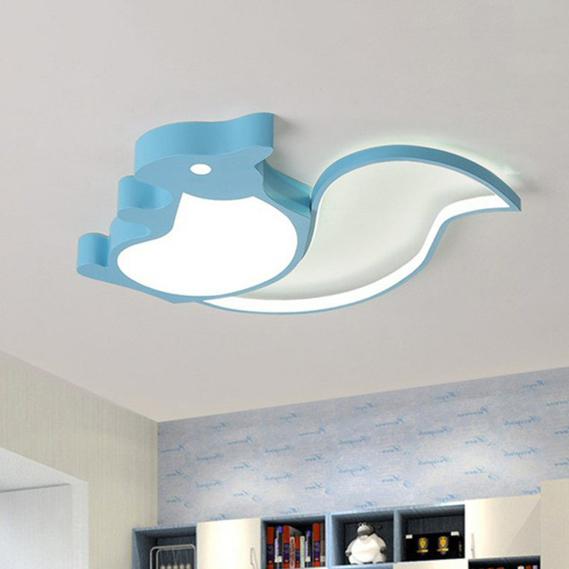 Squirrel Shaped Flush Light Kids Metallic Blue LED Flush Ceiling Light Fixture for Bedroom Clearhalo 'Ceiling Lights' 'Close To Ceiling Lights' 'Close to ceiling' 'Flush mount' Lighting' 2187029