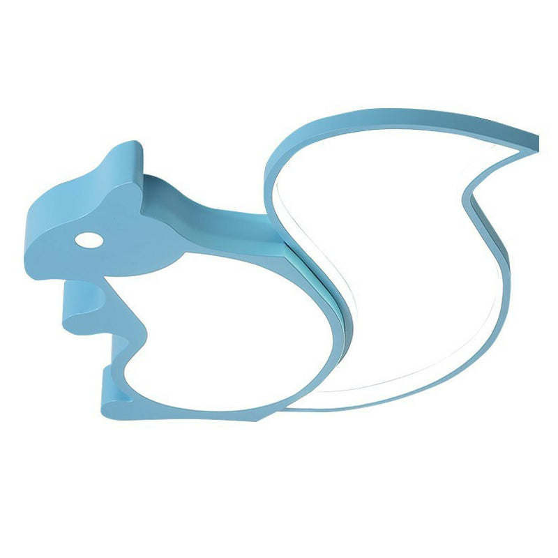 Squirrel Shaped Flush Light Kids Metallic Blue LED Flush Ceiling Light Fixture for Bedroom Clearhalo 'Ceiling Lights' 'Close To Ceiling Lights' 'Close to ceiling' 'Flush mount' Lighting' 2187031