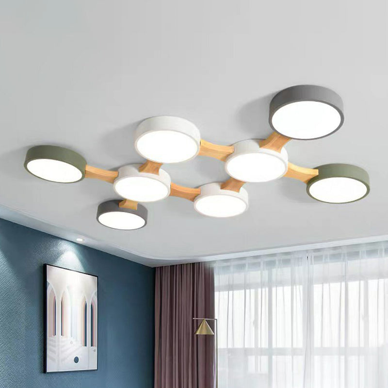 Minimalist Round LED Flush Mount Metallic Living Room Flushmount Ceiling Light in Gray-Green Clearhalo 'Ceiling Lights' 'Close To Ceiling Lights' 'Close to ceiling' 'Flush mount' Lighting' 2187042