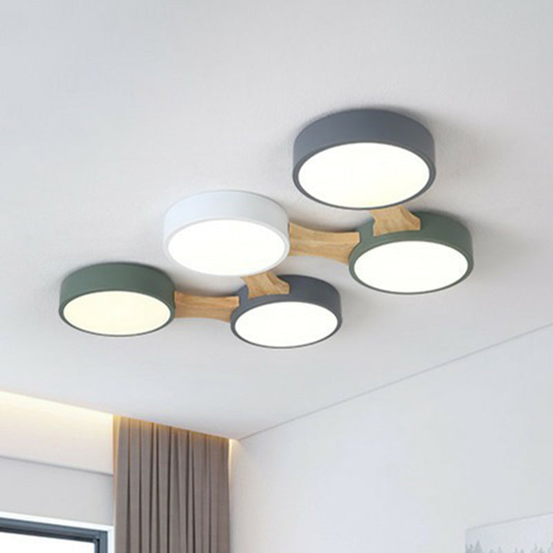 Minimalist Round LED Flush Mount Metallic Living Room Flushmount Ceiling Light in Gray-Green 5 Gray-Green Clearhalo 'Ceiling Lights' 'Close To Ceiling Lights' 'Close to ceiling' 'Flush mount' Lighting' 2187044