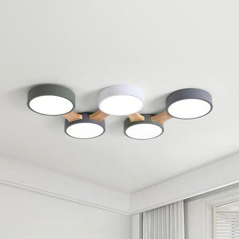 Minimalist Round LED Flush Mount Metallic Living Room Flushmount Ceiling Light in Gray-Green Clearhalo 'Ceiling Lights' 'Close To Ceiling Lights' 'Close to ceiling' 'Flush mount' Lighting' 2187045