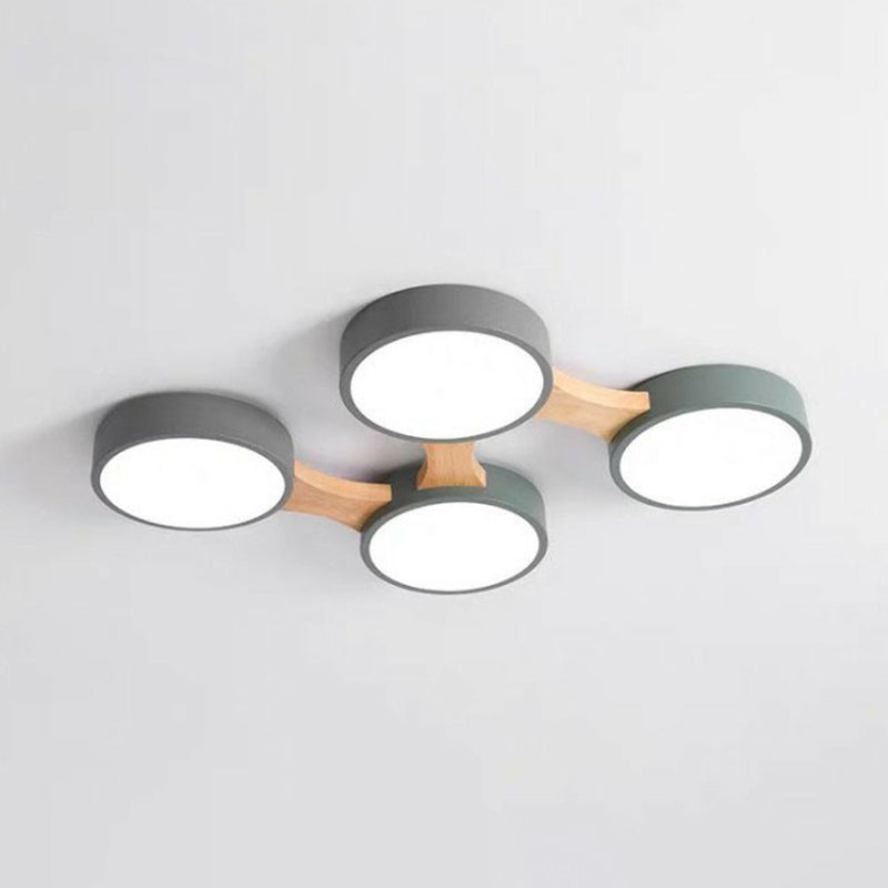 Minimalist Round LED Flush Mount Metallic Living Room Flushmount Ceiling Light in Gray-Green Clearhalo 'Ceiling Lights' 'Close To Ceiling Lights' 'Close to ceiling' 'Flush mount' Lighting' 2187049