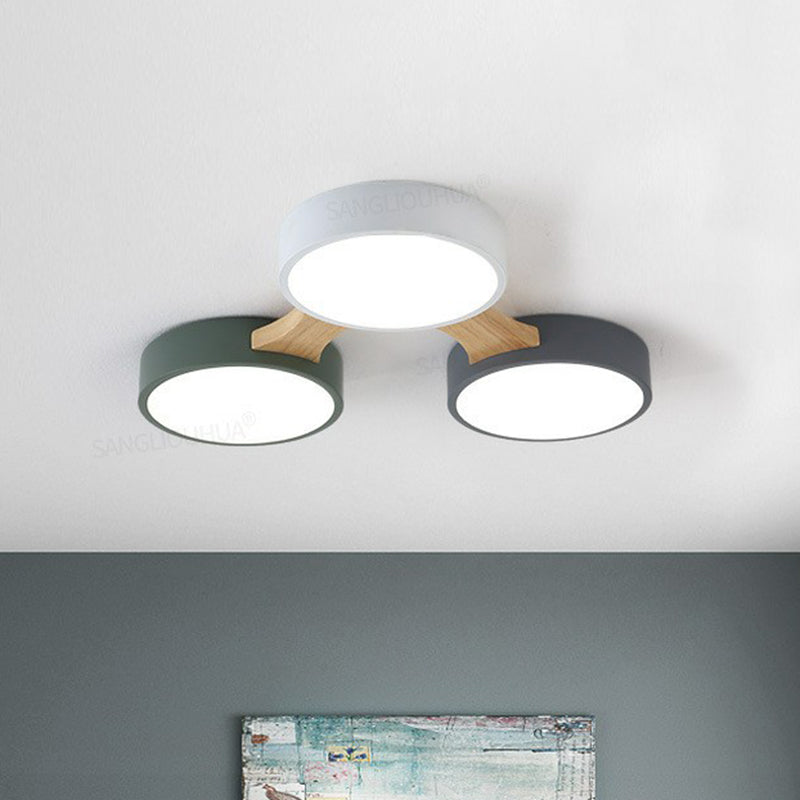 Minimalist Round LED Flush Mount Metallic Living Room Flushmount Ceiling Light in Gray-Green 3 Gray-Green Clearhalo 'Ceiling Lights' 'Close To Ceiling Lights' 'Close to ceiling' 'Flush mount' Lighting' 2187050