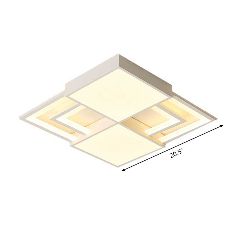 White Square Acrylic Ceiling Flush Mount 16.5