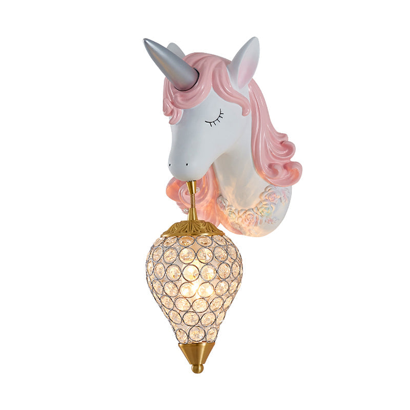 Hollowed out Wall Lamp Nordic Crystal Single Wall Light Fixture with Unicorn Decor Clearhalo 'Wall Lamps & Sconces' 'Wall Lights' Lighting' 2187615