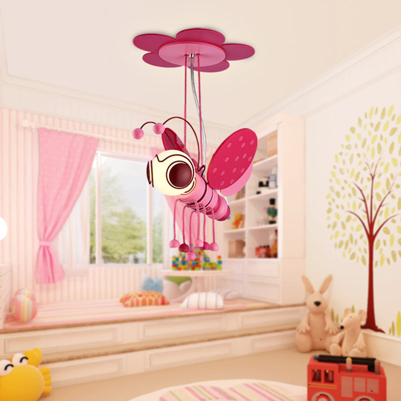 Kids Style Bee Shape Suspension Lighting Metallic 1-Light Nursery Pendant Ceiling Light Clearhalo 'Ceiling Lights' 'Pendant Lights' 'Pendants' Lighting' 2187750