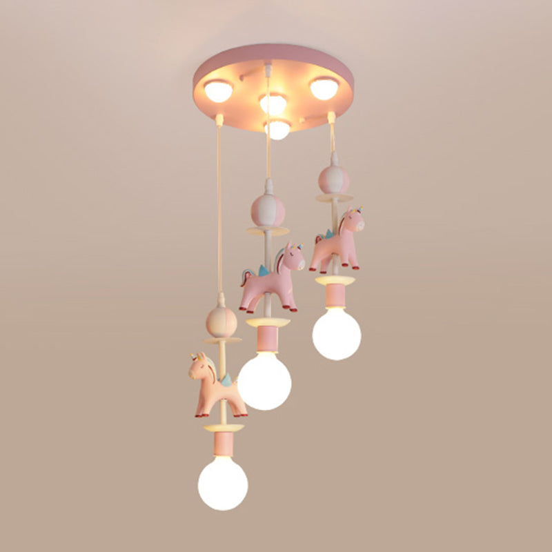 Rainbow Unicorn Nursery Pendant Ceiling Light Resin Kids Multi Lamp Pendant Light Clearhalo 'Ceiling Lights' 'Pendant Lights' 'Pendants' Lighting' 2187783