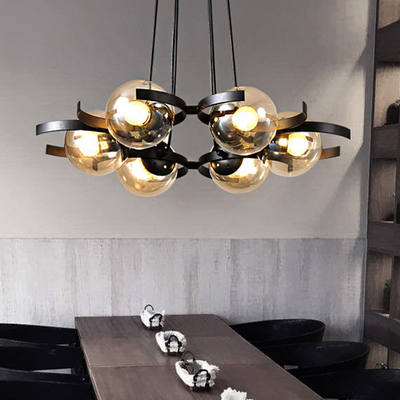 Clear Glass Ball Ceiling Pendant Contemporary 6 Light Black Chandelier for Dining Room Clearhalo 'Ceiling Lights' 'Chandeliers' 'Clear' 'Industrial' 'Modern Chandeliers' 'Modern' 'Tiffany' 'Traditional Chandeliers' Lighting' 219299