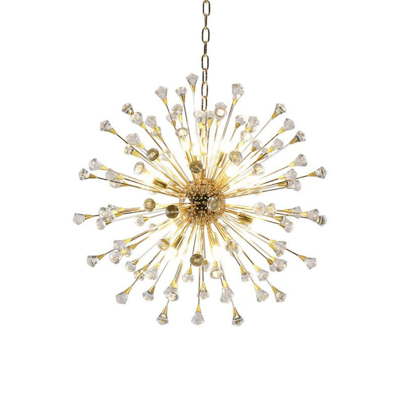 Urchin Chandelier Postmodern Metallic LED Golden Hanging Lamp with Crystal Accents Clearhalo 'Ceiling Lights' 'Chandeliers' 'Modern Chandeliers' 'Modern' Lighting' 219304