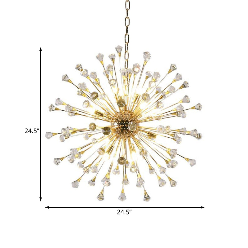 Urchin Chandelier Postmodern Metallic LED Golden Hanging Lamp with Crystal Accents Clearhalo 'Ceiling Lights' 'Chandeliers' 'Modern Chandeliers' 'Modern' Lighting' 219305