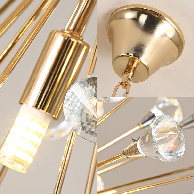 Urchin Chandelier Postmodern Metallic LED Golden Hanging Lamp with Crystal Accents Clearhalo 'Ceiling Lights' 'Chandeliers' 'Modern Chandeliers' 'Modern' Lighting' 219306
