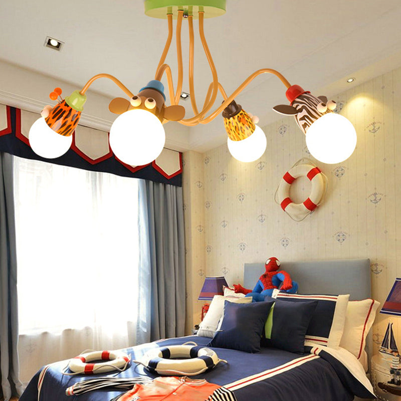 Yellow Octopus Flush Mount Light Cartoon Metal Semi Flush Ceiling Light with Animal Socket Clearhalo 'Ceiling Lights' 'Close To Ceiling Lights' 'Close to ceiling' 'Semi-flushmount' Lighting' 2197131