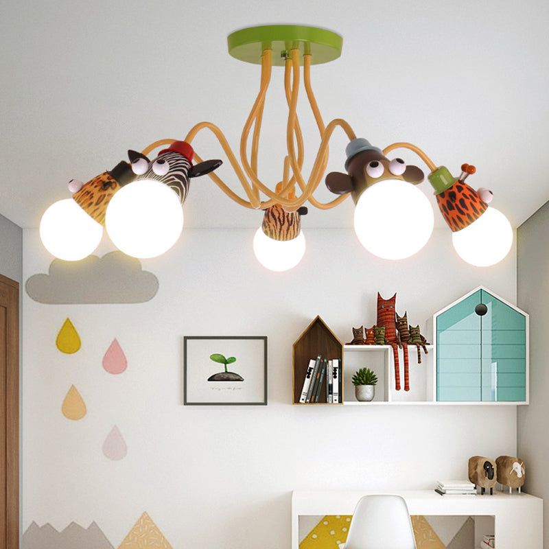 Yellow Octopus Flush Mount Light Cartoon Metal Semi Flush Ceiling Light with Animal Socket Clearhalo 'Ceiling Lights' 'Close To Ceiling Lights' 'Close to ceiling' 'Semi-flushmount' Lighting' 2197134