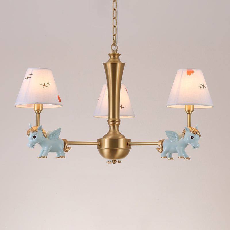 Heart Pattern Chandelier Lighting Kids Fabric Bedroom Pendant Light with Decorative Unicorn Clearhalo 'Ceiling Lights' 'Chandeliers' Lighting' options 2197354