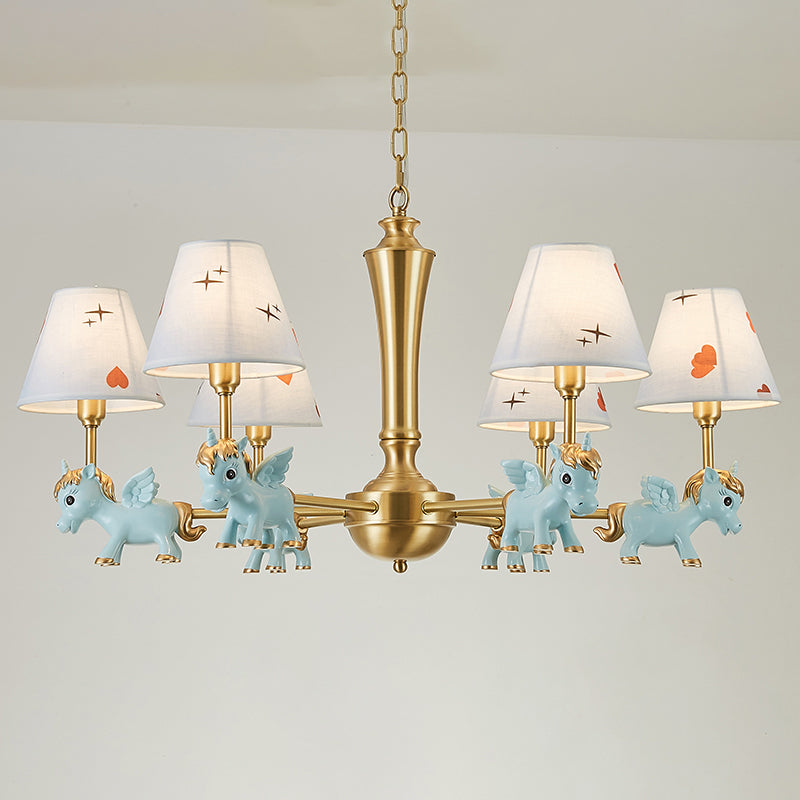 Heart Pattern Chandelier Lighting Kids Fabric Bedroom Pendant Light with Decorative Unicorn Clearhalo 'Ceiling Lights' 'Chandeliers' Lighting' options 2197356