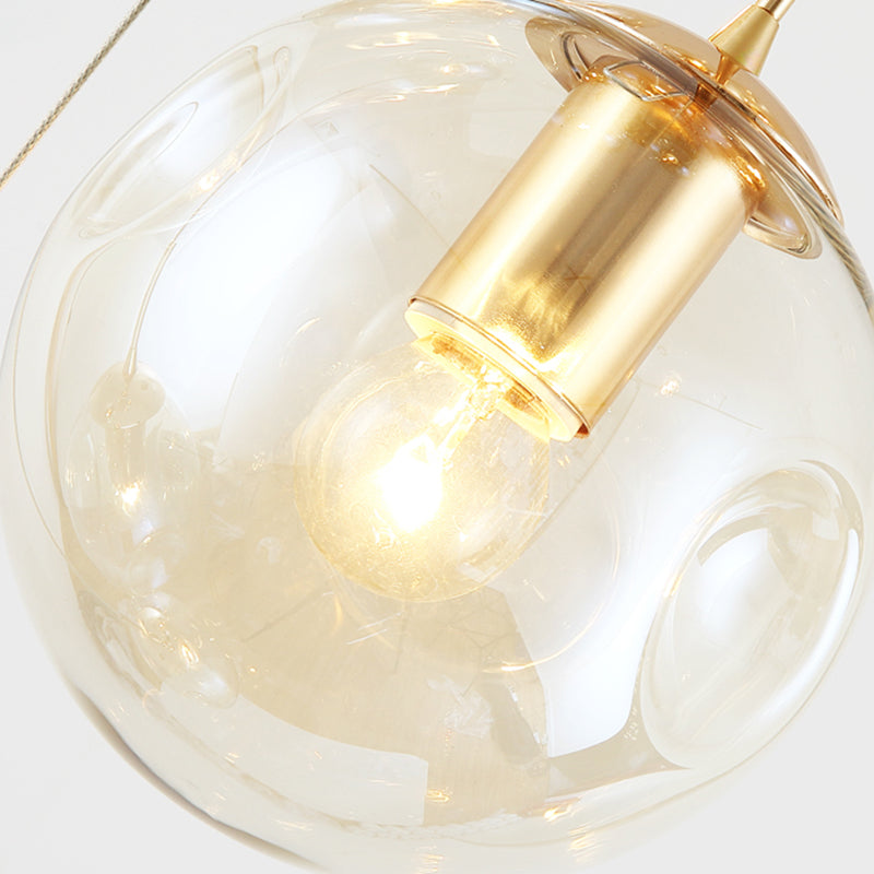 Handblown Glass Ball Multi Light Pendant Modern Cognac Hanging Lighting for Staircase Clearhalo 'Ceiling Lights' 'Glass shade' 'Glass' 'Modern Pendants' 'Modern' 'Pendant Lights' 'Pendants' Lighting' 2197504