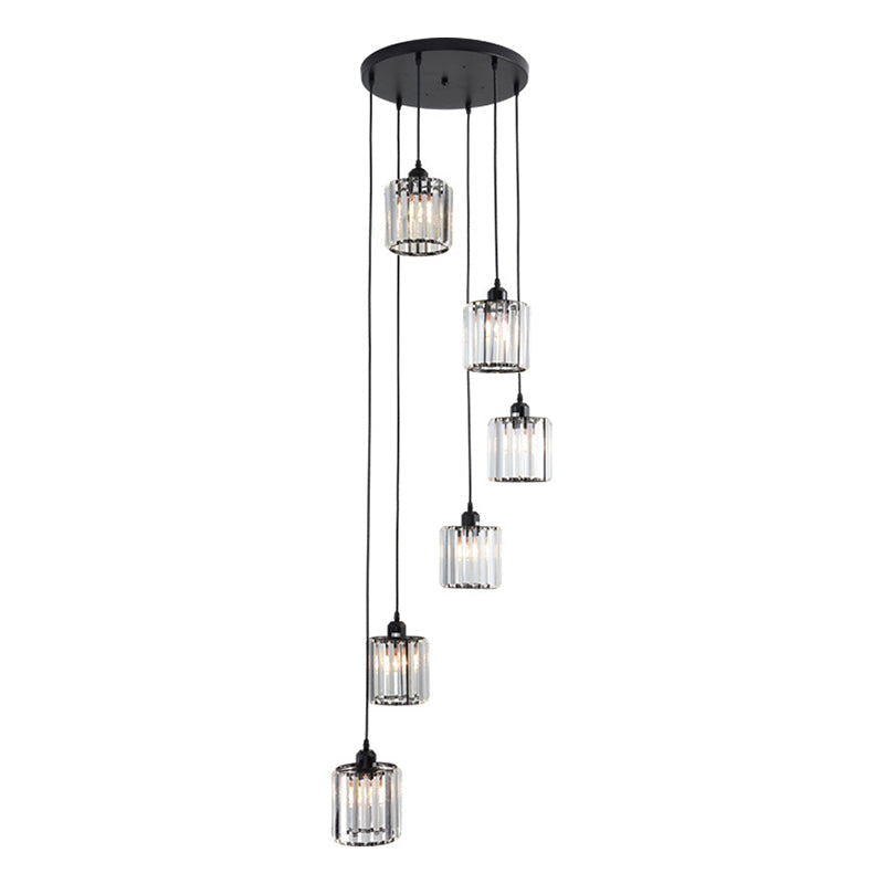 Geometric Prismatic Crystal Multi Ceiling Light Simplicity Black Suspension Lighting for Staircase Clearhalo 'Ceiling Lights' 'Modern Pendants' 'Modern' 'Pendant Lights' 'Pendants' Lighting' 2197567