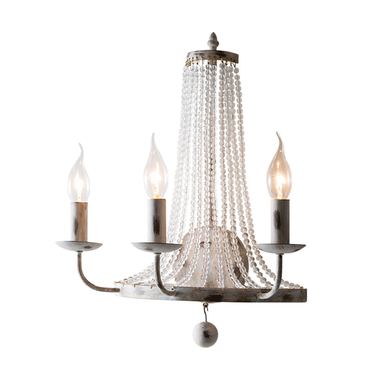 Crystal White Wall Mount Light Cascading Retro Wall Lighting with Metallic Candlestick Clearhalo 'Wall Lamps & Sconces' 'Wall Lights' Lighting' 2197967