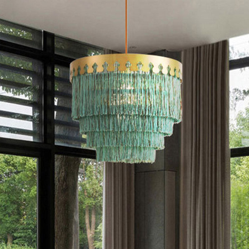 Tiered Living Room Suspension Light Simple Fringe Single-Bulb Gold Pendant Light Fixture Clearhalo 'Ceiling Lights' 'Pendant Lights' 'Pendants' Lighting' 2198186