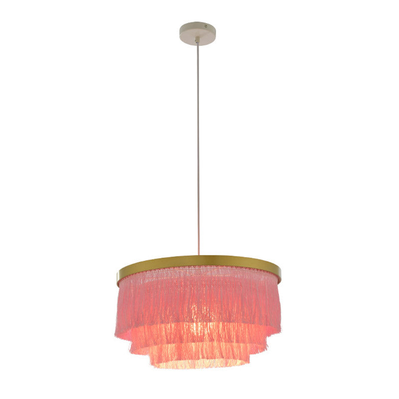 Fringe Gold Ceiling Light Layered 1-Light Minimalism Hanging Lamp for Living Room Clearhalo 'Ceiling Lights' 'Pendant Lights' 'Pendants' Lighting' 2198191