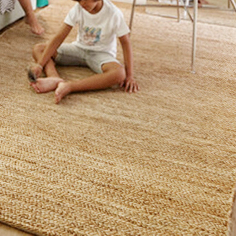 Farmhouse Bedroom Rug Multi Colored Plain Rug Jute Handmade Natural Fiber Area Carpet Clearhalo 'Area Rug' 'Rug' 2198942