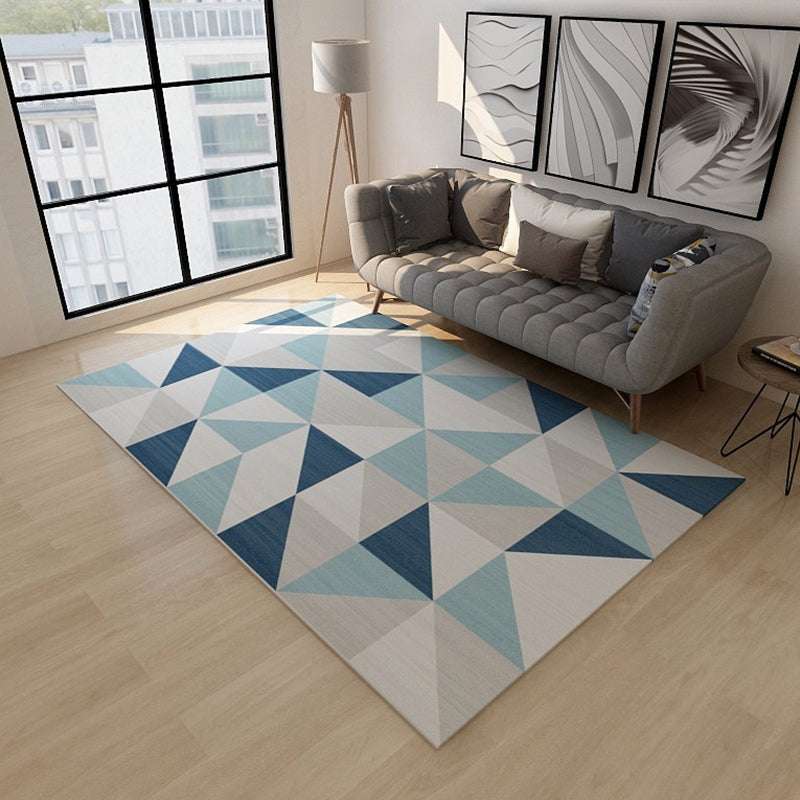 Simplicity Living Room Rug Multi-Color Geometrical Area Carpet Polyester Pet Friendly Anti-Slip Machine Washable Rug Blue Clearhalo 'Area Rug' 'Modern' 'Rugs' Rug' 2198986