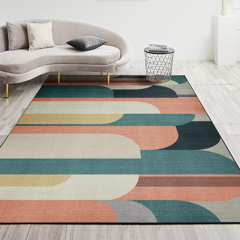 Nordic Geometric Printed Rug Multi Color Polyester Indoor Rug Anti-Slip Backing Washable Stain Resistant Carpet for Living Room Turquoise Clearhalo 'Area Rug' 'Modern' 'Rugs' Rug' 2199416