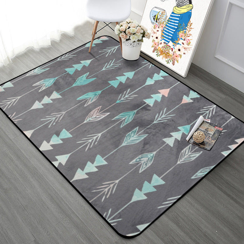 Modern Bedroom Area Rug Multi Color Geometry Arrow Print Rug Polypropylene Washable Pet Friendly Anti-Slip Rug Blue Clearhalo 'Area Rug' 'Modern' 'Rugs' Rug' 2199441