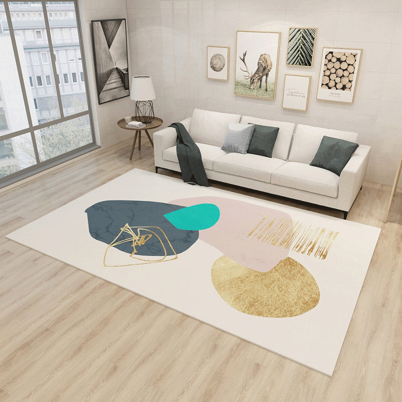 Minimalistic Nordic Style Rug Multicolor Color-Blocking Rug Machine Washable Pet Friendly Non-Slip Backing Carpet for Room Beige Clearhalo 'Area Rug' 'Modern' 'Rugs' Rug' 2199838