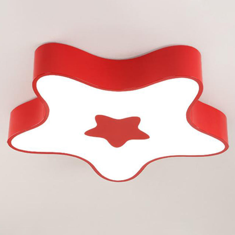 Star Shade Nursery Flush Mount Lighting Acrylic Kids Style LED Flush Mount Fixture Red Clearhalo 'Ceiling Lights' 'Close To Ceiling Lights' 'Close to ceiling' 'Flush mount' Lighting' 2204249