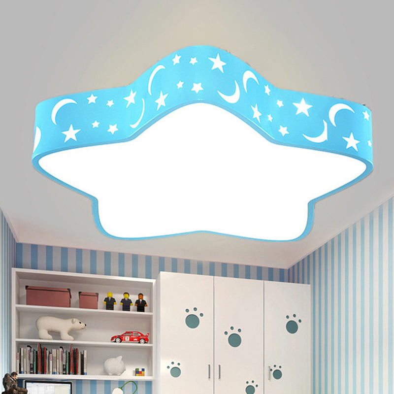 Cartoon Star Shade LED Flush Mount Light Acrylic Nursery Ceiling Light Flush Mount Blue Clearhalo 'Ceiling Lights' 'Close To Ceiling Lights' 'Close to ceiling' 'Flush mount' Lighting' 2204255