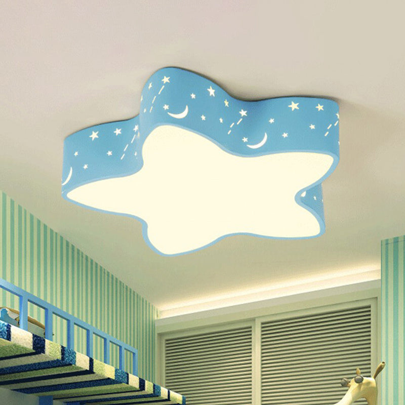 Cartoon Star Shade LED Flush Mount Light Acrylic Nursery Ceiling Light Flush Mount Clearhalo 'Ceiling Lights' 'Close To Ceiling Lights' 'Close to ceiling' 'Flush mount' Lighting' 2204257