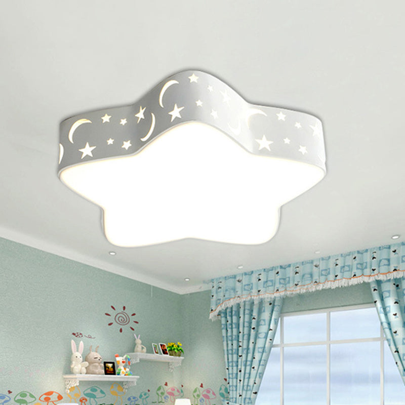 Cartoon Star Shade LED Flush Mount Light Acrylic Nursery Ceiling Light Flush Mount White Clearhalo 'Ceiling Lights' 'Close To Ceiling Lights' 'Close to ceiling' 'Flush mount' Lighting' 2204263