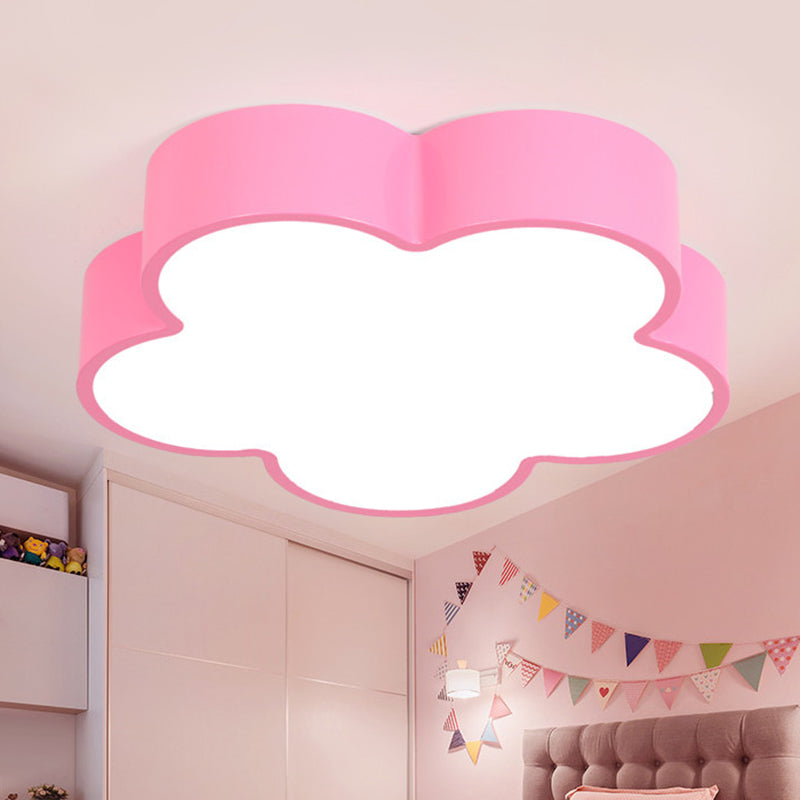 Flower Shaped Flush Mount Lighting Cartoon Metallic Nursery LED Flush Mount Fixture Pink Clearhalo 'Ceiling Lights' 'Close To Ceiling Lights' 'Close to ceiling' 'Flush mount' Lighting' 2204284