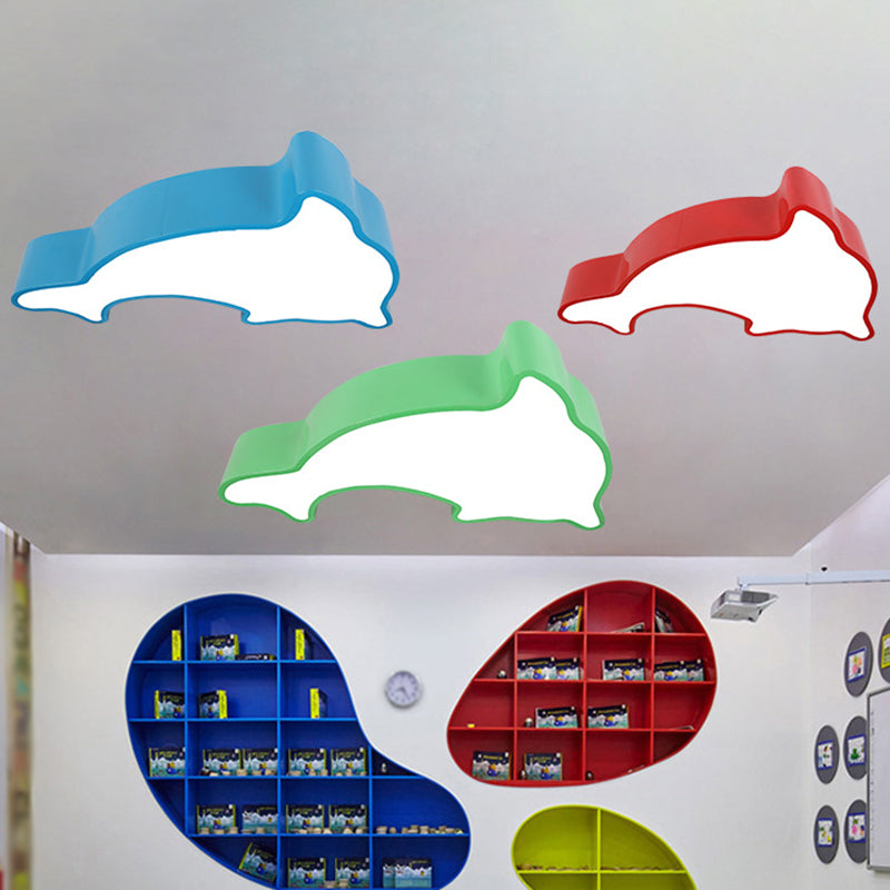 Dolphin Flush Light Minimalist Acrylic Kindergarten LED Flush Ceiling Light Fixture Clearhalo 'Ceiling Lights' 'Close To Ceiling Lights' 'Close to ceiling' 'Flush mount' Lighting' 2204305