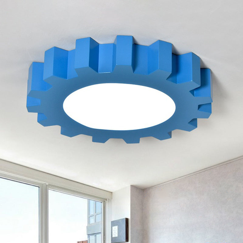 Gear Shaped Flush Mount Lighting Cartoon Metallic Blue LED Flush Mount Fixture for Nursery Clearhalo 'Ceiling Lights' 'Close To Ceiling Lights' 'Close to ceiling' 'Flush mount' Lighting' 2204340