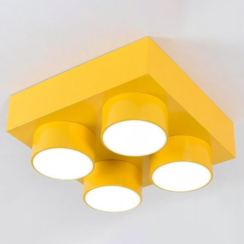 Toy Brick Kindergarten LED Flush Mount Metallic Childrens Flushmount Ceiling Light with Acrylic Shade Yellow Clearhalo 'Ceiling Lights' 'Close To Ceiling Lights' 'Close to ceiling' 'Flush mount' Lighting' 2204344