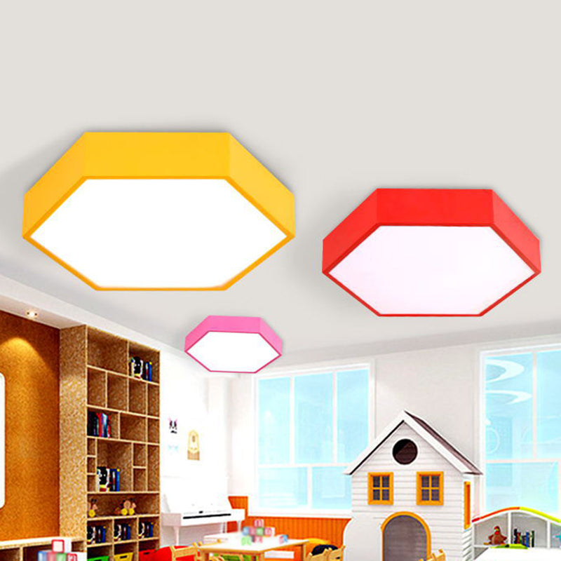 Hexagonal Flush Ceiling Light Simplicity Metallic Kindergarten LED Flush Mount Lighting Fixture Clearhalo 'Ceiling Lights' 'Close To Ceiling Lights' 'Close to ceiling' 'Flush mount' Lighting' 2204350