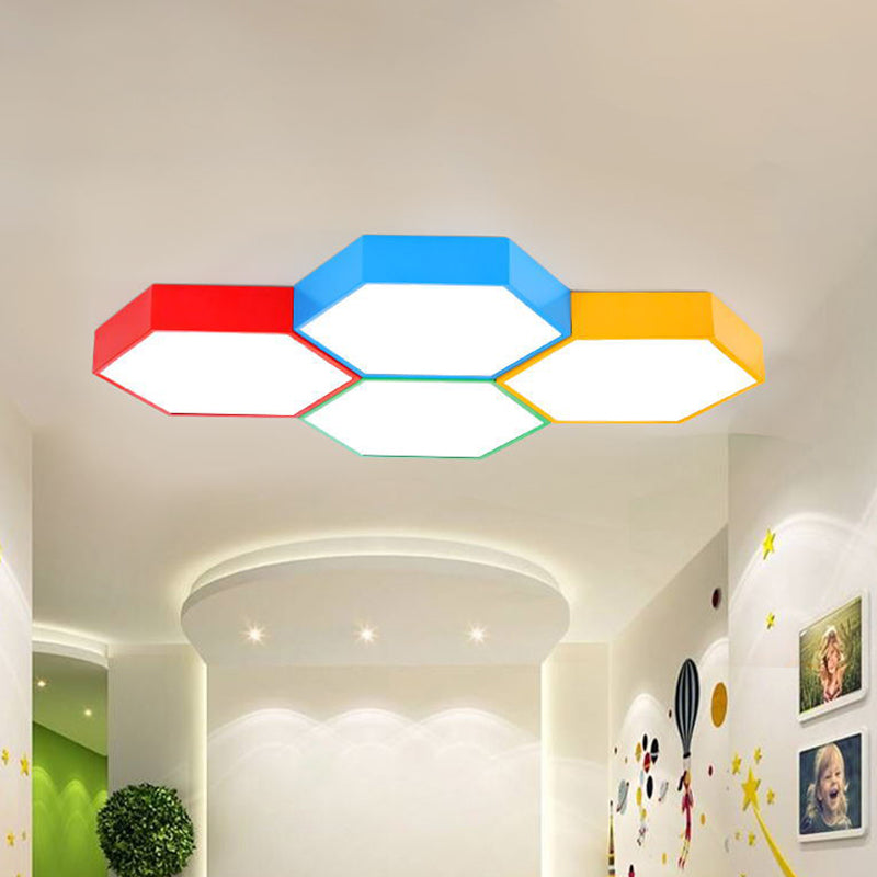 Hexagonal Flush Ceiling Light Simplicity Metallic Kindergarten LED Flush Mount Lighting Fixture Clearhalo 'Ceiling Lights' 'Close To Ceiling Lights' 'Close to ceiling' 'Flush mount' Lighting' 2204351