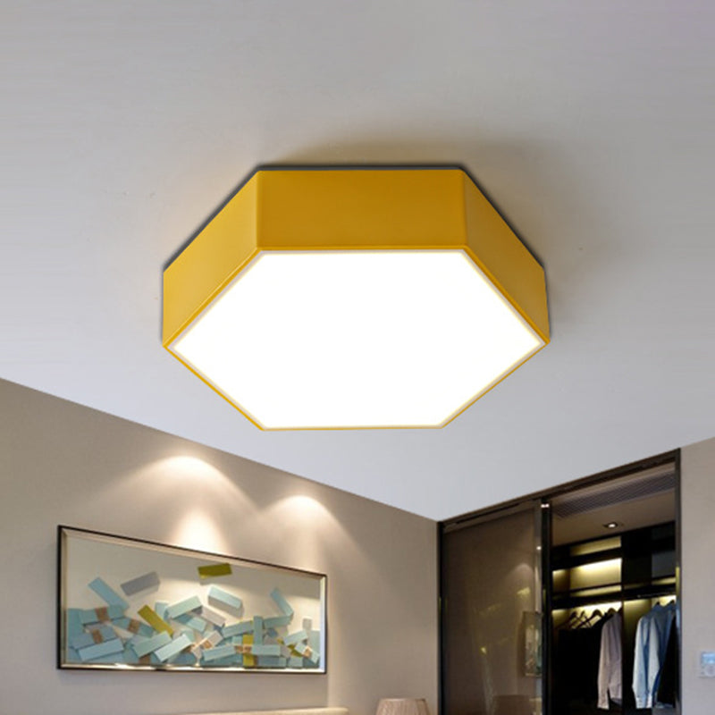 Hexagonal Flush Ceiling Light Simplicity Metallic Kindergarten LED Flush Mount Lighting Fixture Yellow Clearhalo 'Ceiling Lights' 'Close To Ceiling Lights' 'Close to ceiling' 'Flush mount' Lighting' 2204352